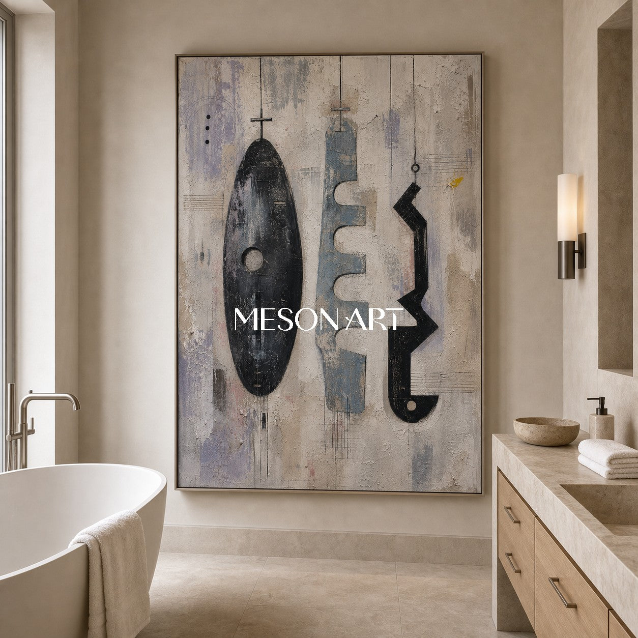 Minimalist Abstract Art With Textured Grey And Black Tones For Modern Home Decor