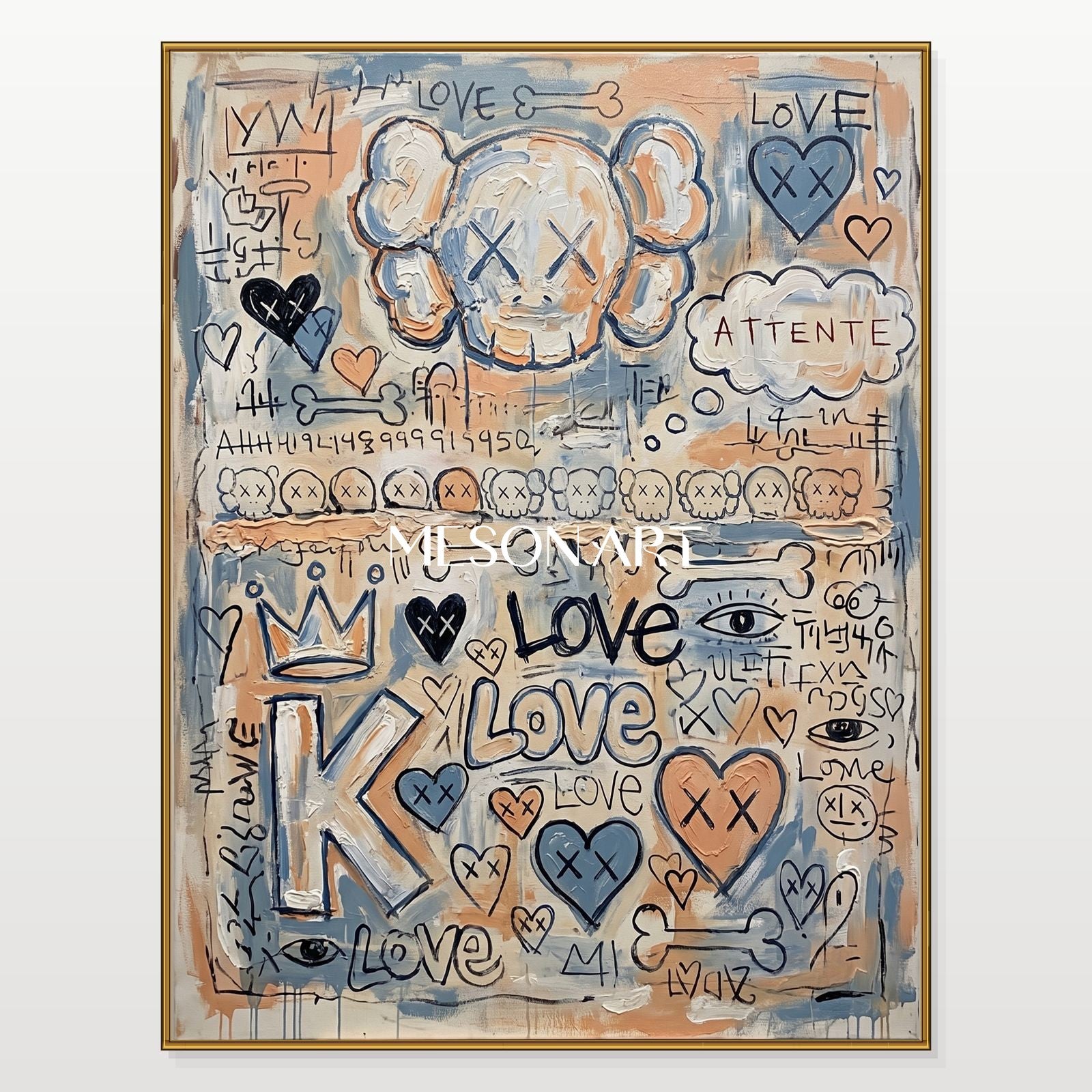 Urban Graffiti Art Painting With Pop Icons For Modern Living Room Entryway Decor