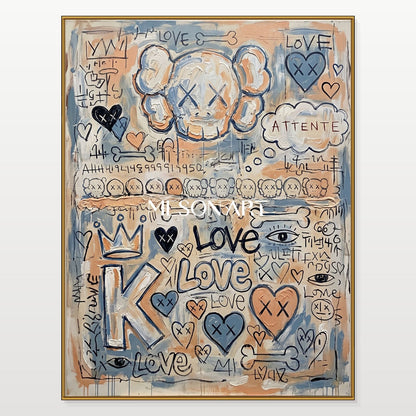 Urban Graffiti Art Painting With Pop Icons For Modern Living Room Entryway Decor