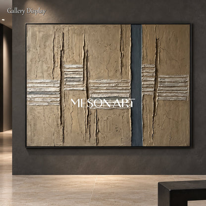 Brown Abstract Art Rectangular Painting Original Artist Hand Painted Textured Wall Decor For Living Room By Mesonart