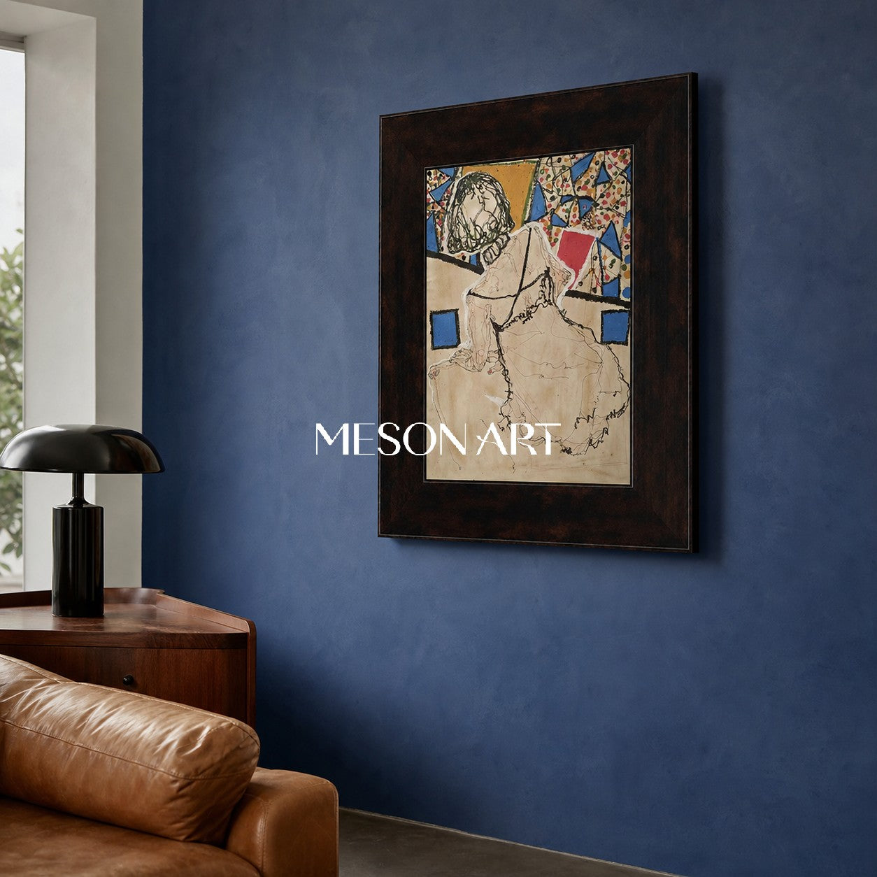 Modern Abstract Figure Painting With Geometric Patterns For Contemporary Living Spaces