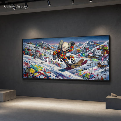 Graffiti Ski Art Painting For Modern Living Room With Pop Culture Icons