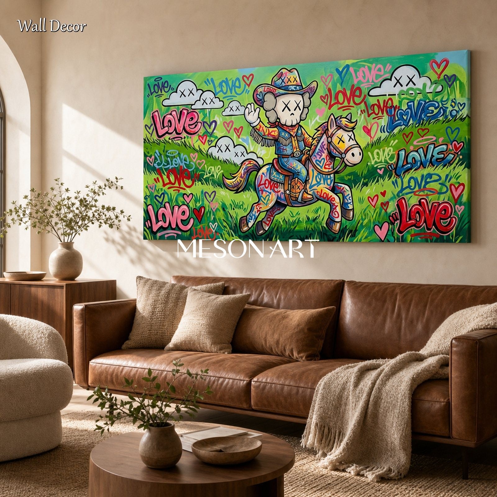 Vibrant Graffiti Art Painting With Love Theme For Modern Living Rooms And Kids Spaces