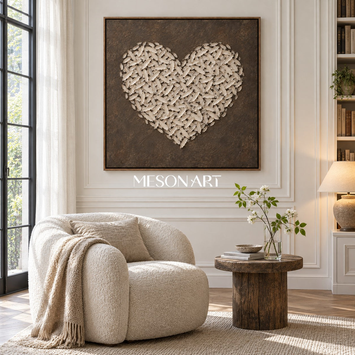 Beige And Brown Abstract Impasto Art Square Wall Decor For Living Room Original Artist By Mesonart