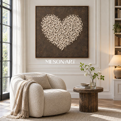 Beige And Brown Abstract Impasto Art Square Wall Decor For Living Room Original Artist By Mesonart