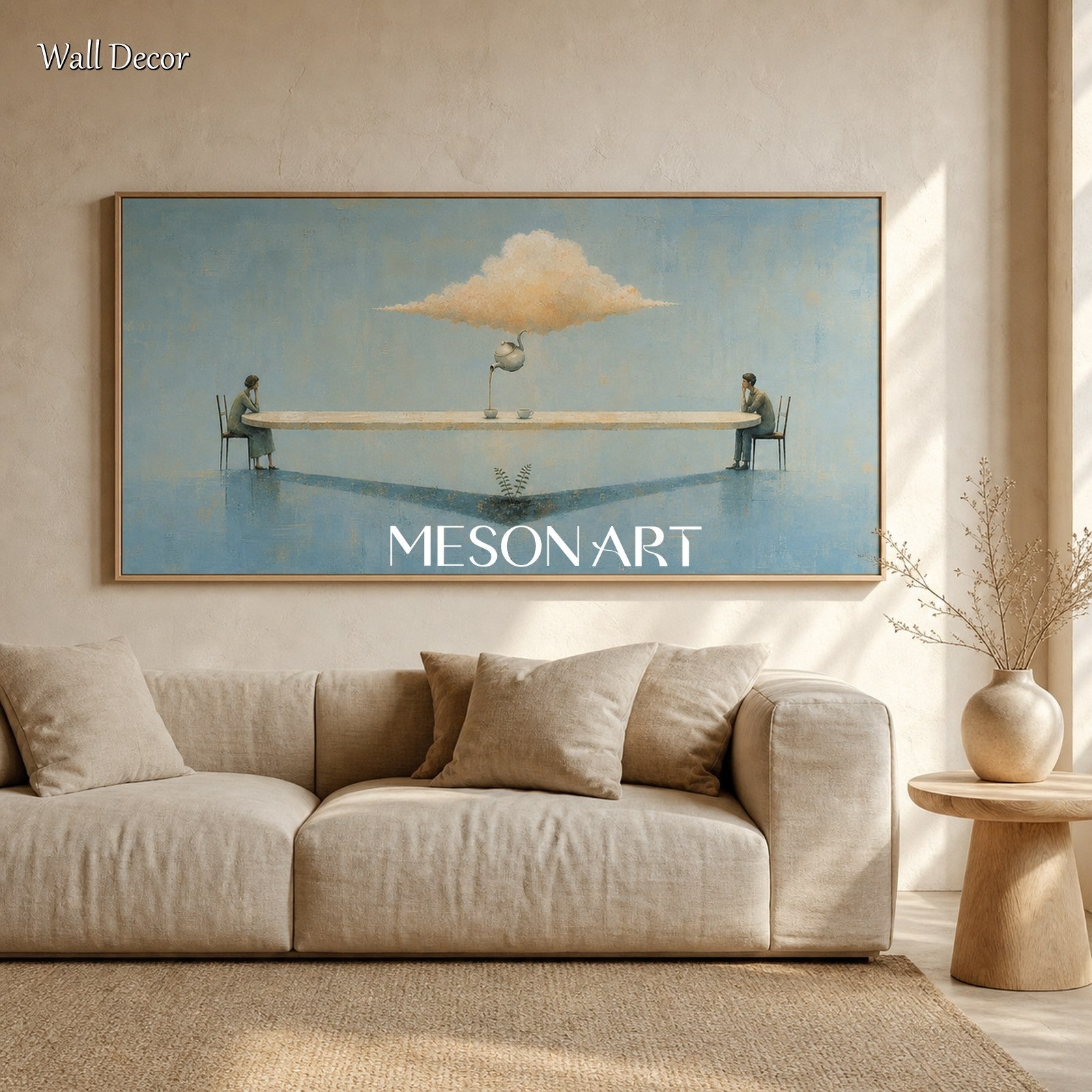 Surrealist Art Print With Floating Cloud Teapot For Modern Living Room And Executive Office Decor