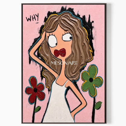 Vivace quadro in stile Pop Art con fiori in rilievo, ideale per l'arredamento di un salotto moderno