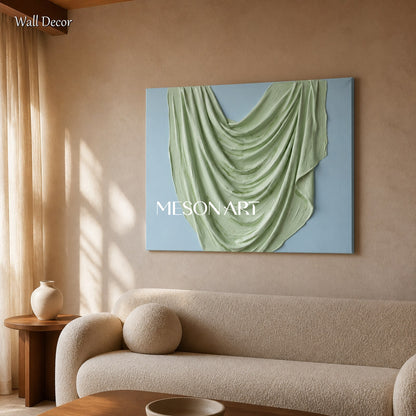 Green And Blue Minimalist Sculptural Wall Art Rectangular Original Artist Hand Painted By Mesonart