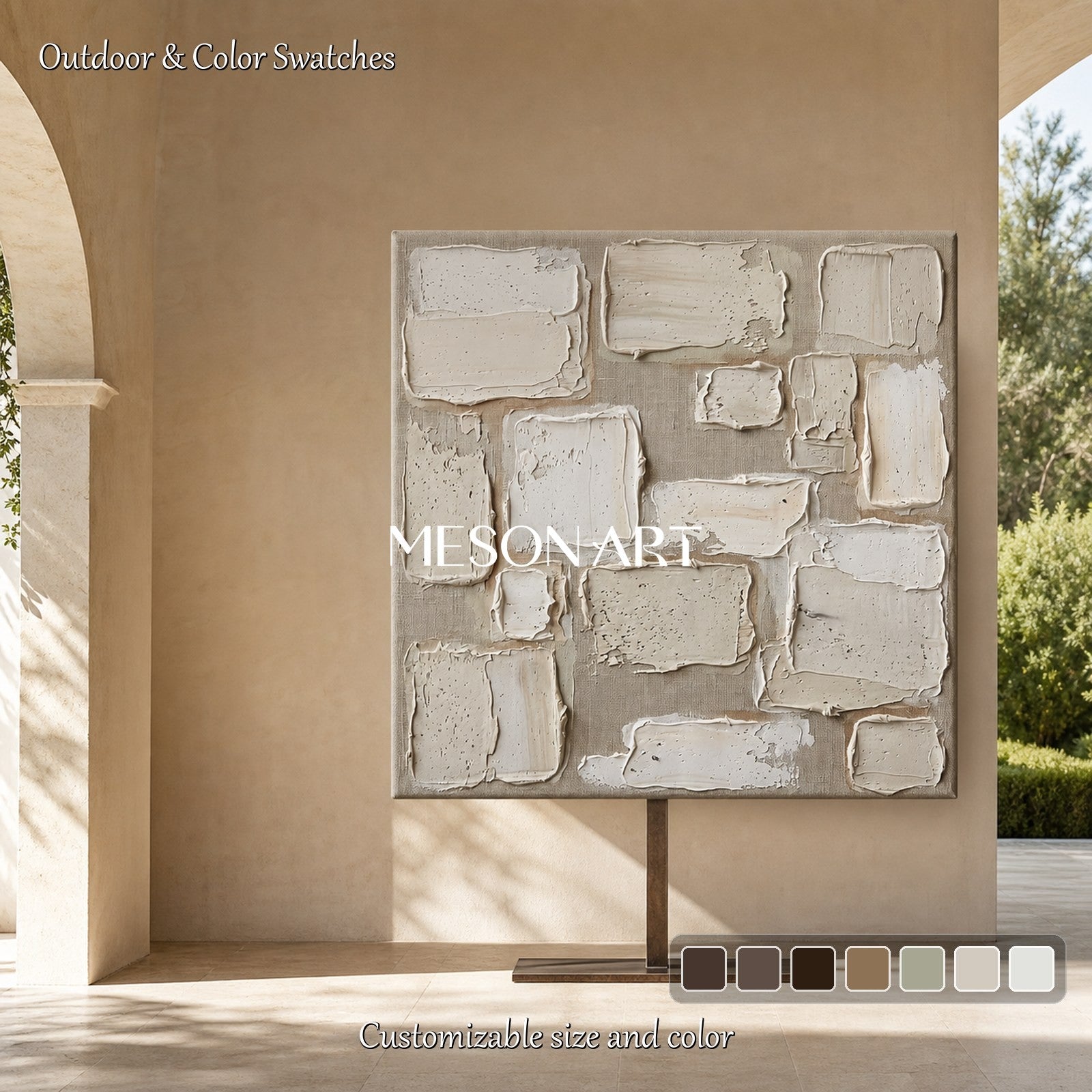 Minimalist Textured Wall Art In Beige And White For Modern Living Room Decor