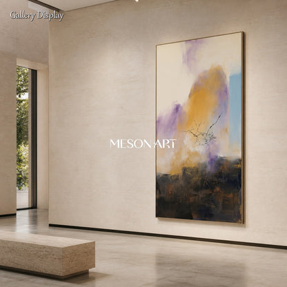 Purple And Gold Abstract Landscape Painting Panoramic Modern Contemporary Art Original Artist By Mesonart