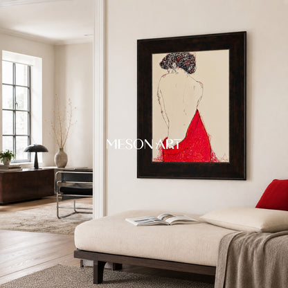 Red And Black Fine Art Collectible Luxury Wall Decor Rectangular Painting By Mesonart