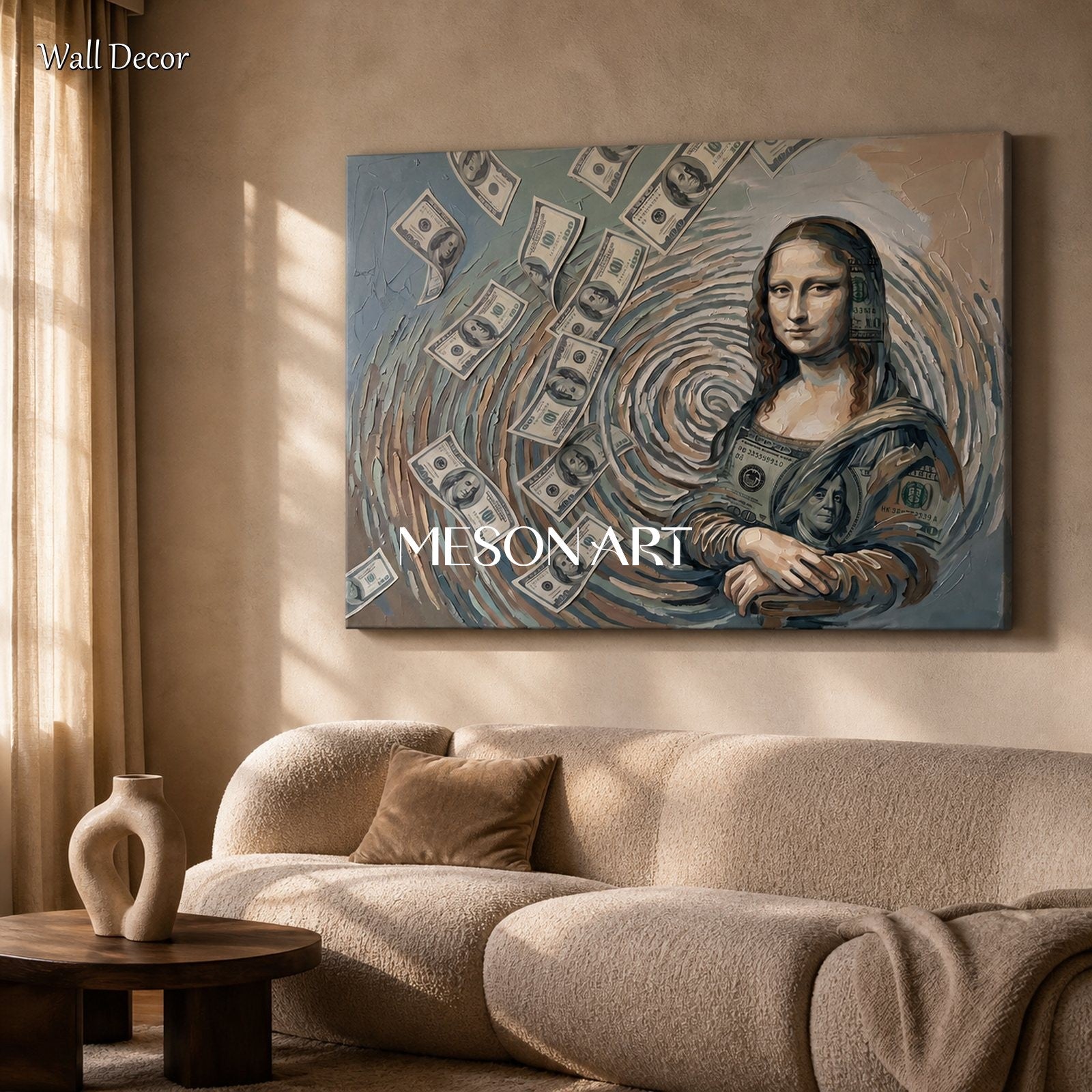 Green And Gray Surrealism Conceptual Art Rectangular Painting Original Artist Hand Painted For Living Room By Mesonart