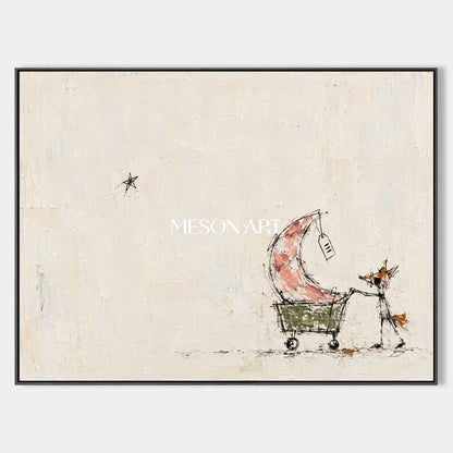 Beige Abstract Graffiti Art Original Painting Modern Street Canvas Wall Art Rectangular By Mesonart