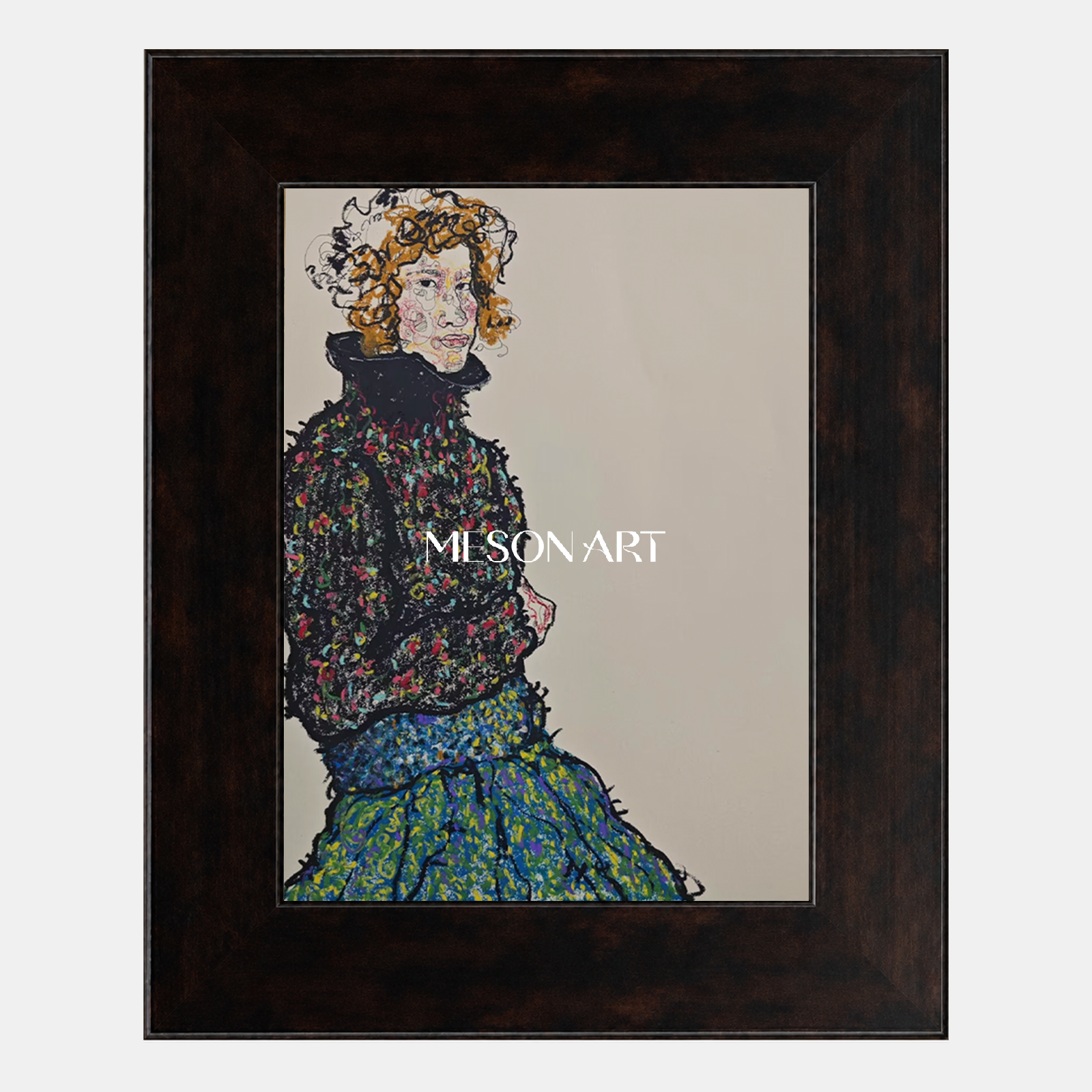 Modern Abstract Portrait Art With Expressive Lines For Living Room Decor