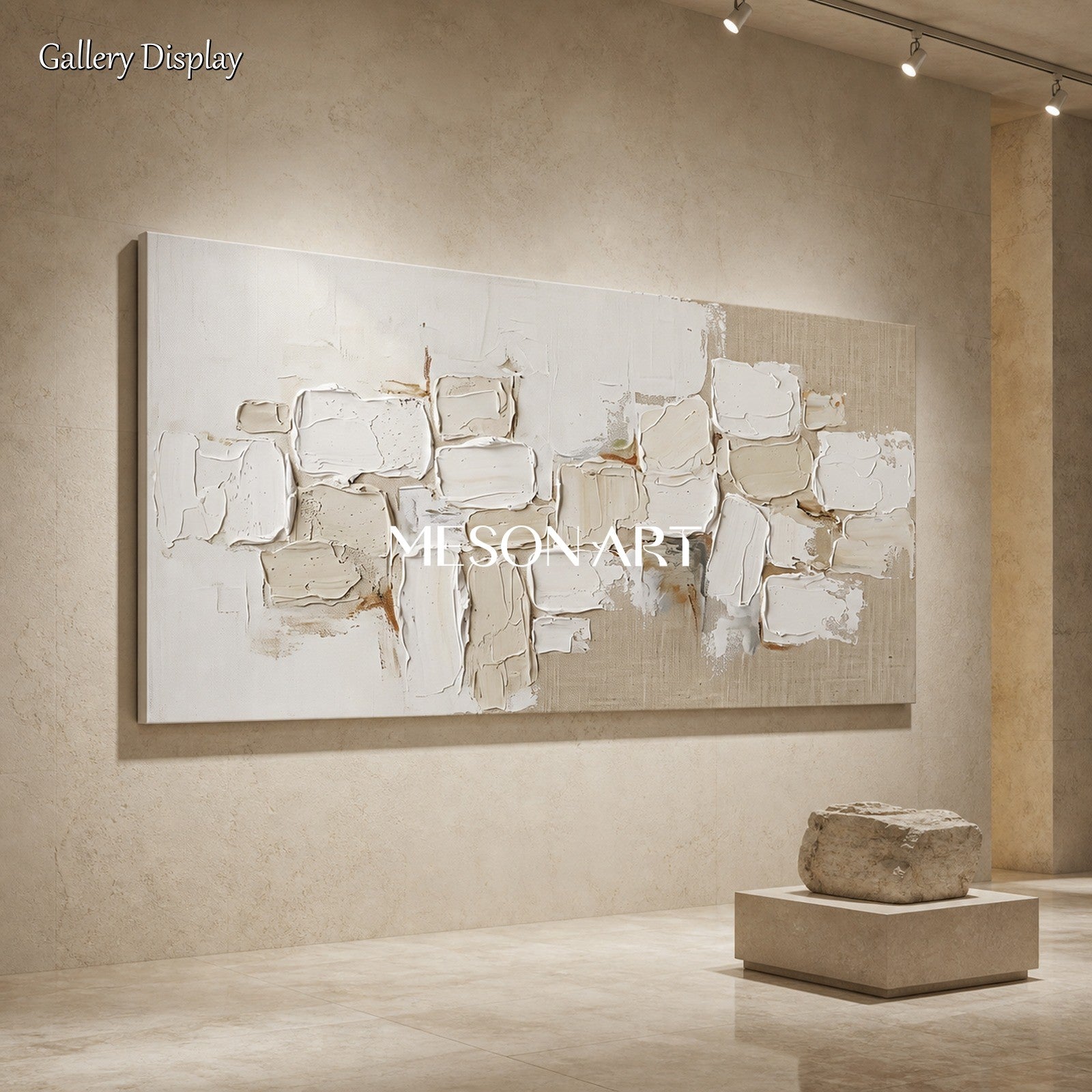 Minimalist Abstract Painting With Textured Relief For Modern Living Room Decor