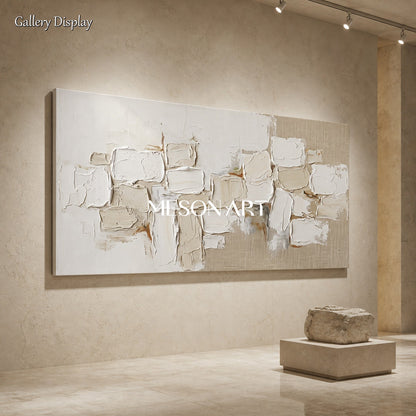 Minimalist Abstract Painting With Textured Relief For Modern Living Room Decor