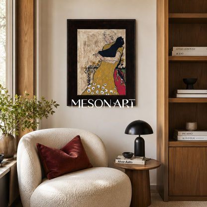 Gold And Black Figurative Painting Original Contemporary Art Rectangular Wall Decor For Living Room By Mesonart