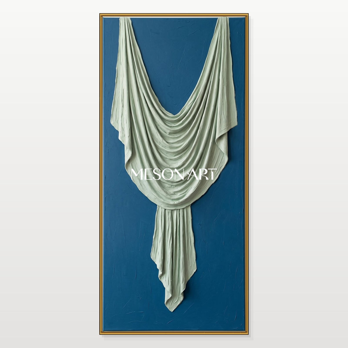 Blue And White Plaster Relief Art 3D Textured Wall Sculptural Organic Modern Painting By Mesonart