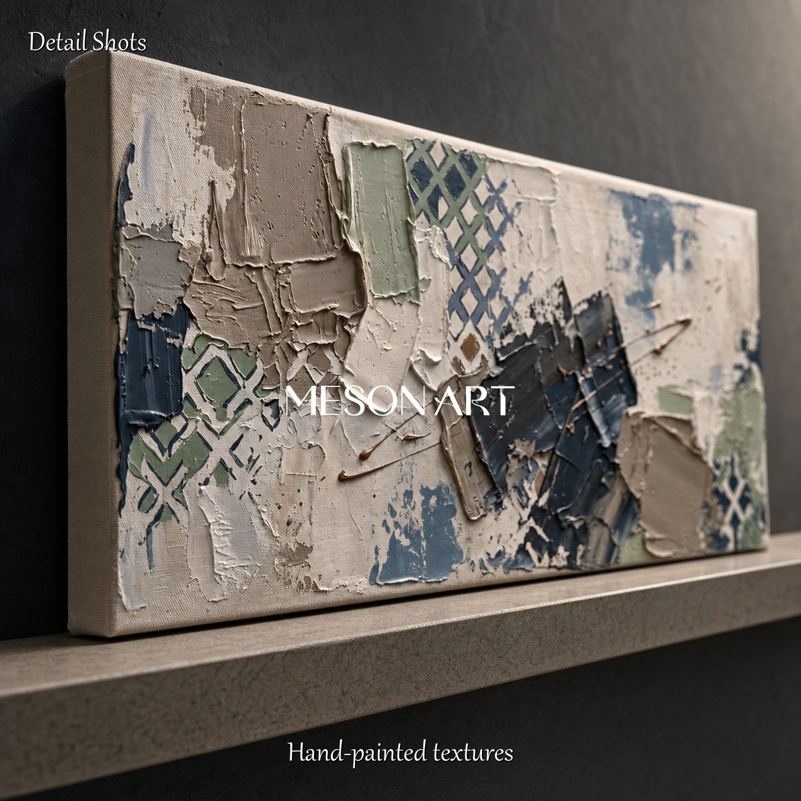 Minimalist Textured Abstract Art With Beige And Blue Tones For Modern Living Room Decor