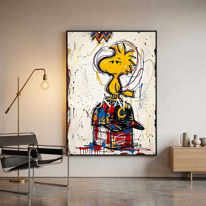 Graffiti Abstract Painting With Cartoon Character For Modern Living Room Entryway Kids Room