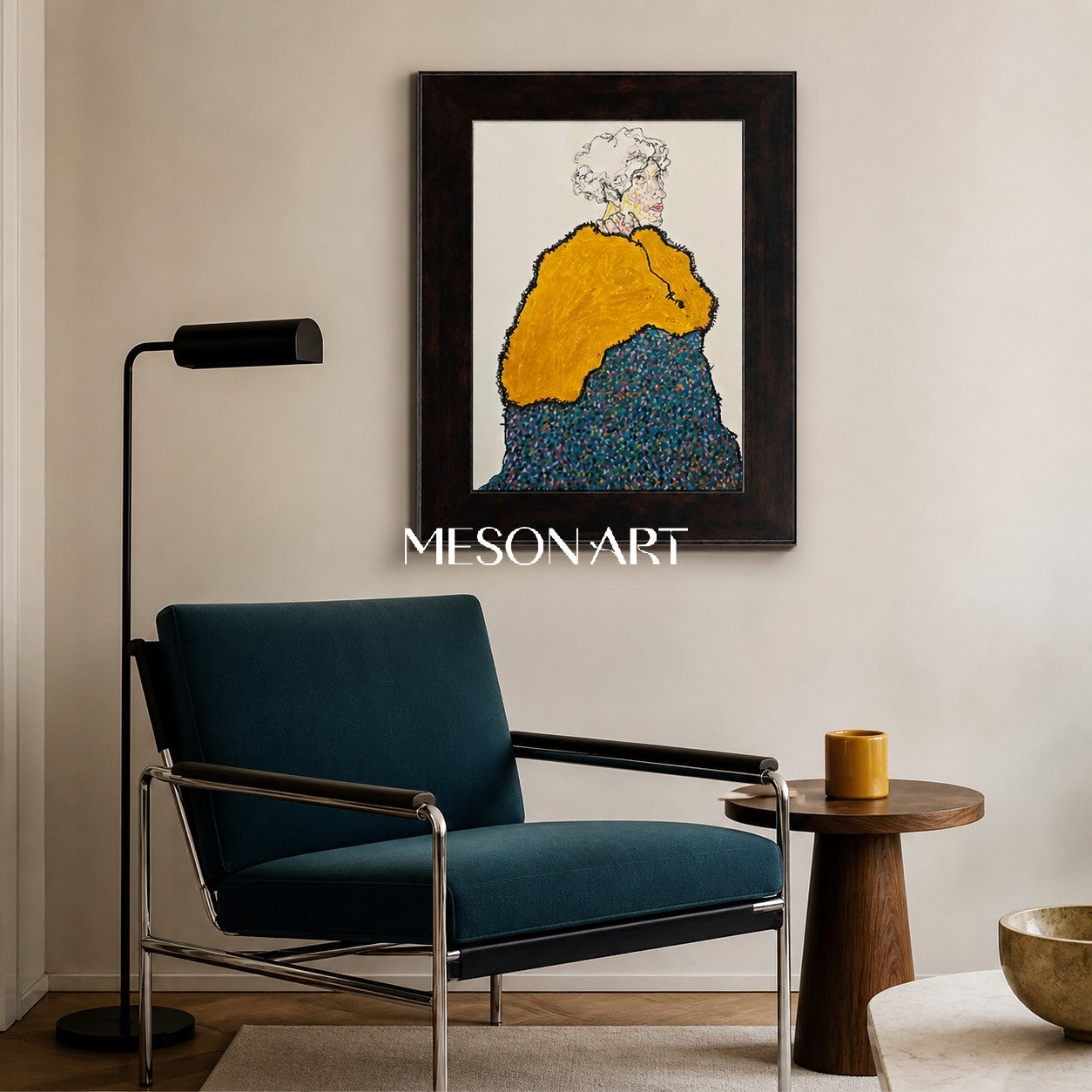 Gold And Black Contemporary Painting Original Artist Hand Painted Rectangular Wall Art By Mesonart