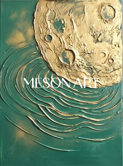 Green And Gold Textured Abstract Triptych Art For Modern Living Room Entryway Decor