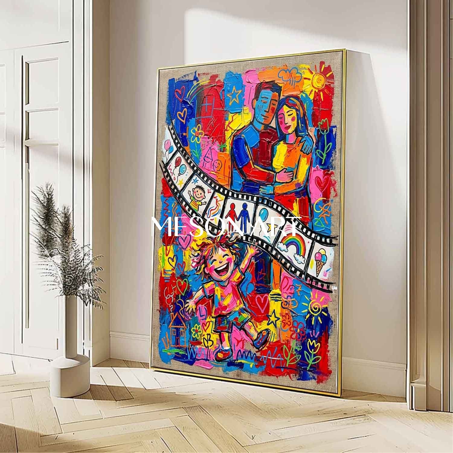 Vibrant Family Love Art With Colorful People For Living Room Decor