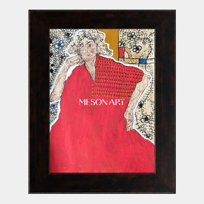 Red Figurative Contemporary Painting Original Artwork Rectangular Wall Art Gallery Piece By Mesonart