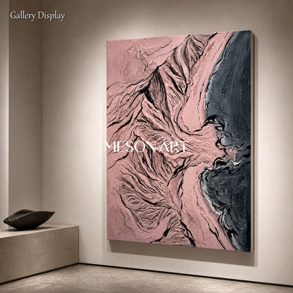 Pink Mountain Abstract Art For Modern Living Room Decor With Textured Relief
