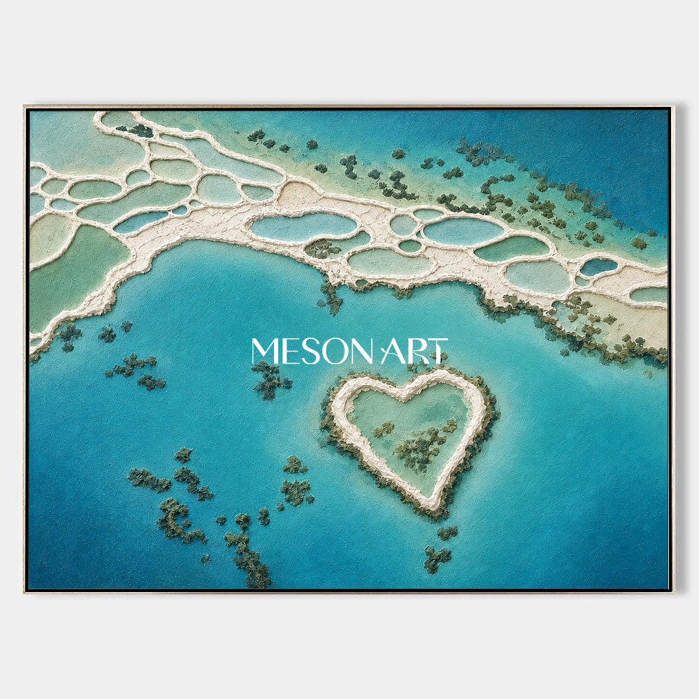Turquoise Heart Lagoon Art For Coastal Living Rooms And Bedrooms With Spa Like Calm