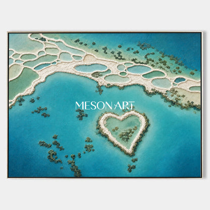 Turquoise Heart Lagoon Art For Coastal Living Rooms And Bedrooms With Spa Like Calm