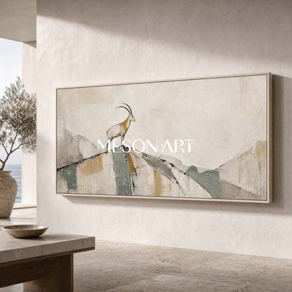 Minimalist Goat Canvas Art Abstract Mountain Painting For Modern Living Room Decor