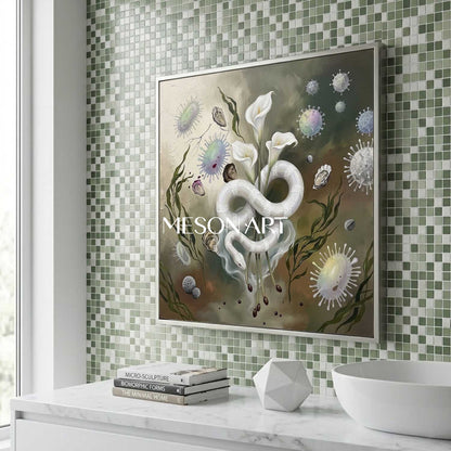 Large Hand Painted Spa Surrealism Wall Art Symbolist Calla Lily Canvas