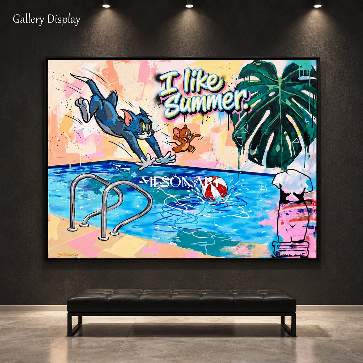 Blue And Pink Pop Culture Cartoon Graffiti Art Rectangular Wall Decor By Mesonart