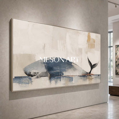 Large Minimalist Whale Oil Painting Abstract Canvas Wall Art Decor For Modern Living Room Bedroom