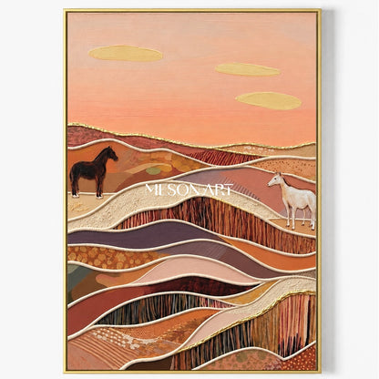 Terracotta And Brown Abstract Landscape Painting Rectangular Wall Art Original Artist By Mesonart