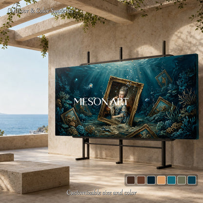 Blue And Gold Surrealism Figurative Art Panoramic Wall Decor Original Artist Hand Painted By Mesonart