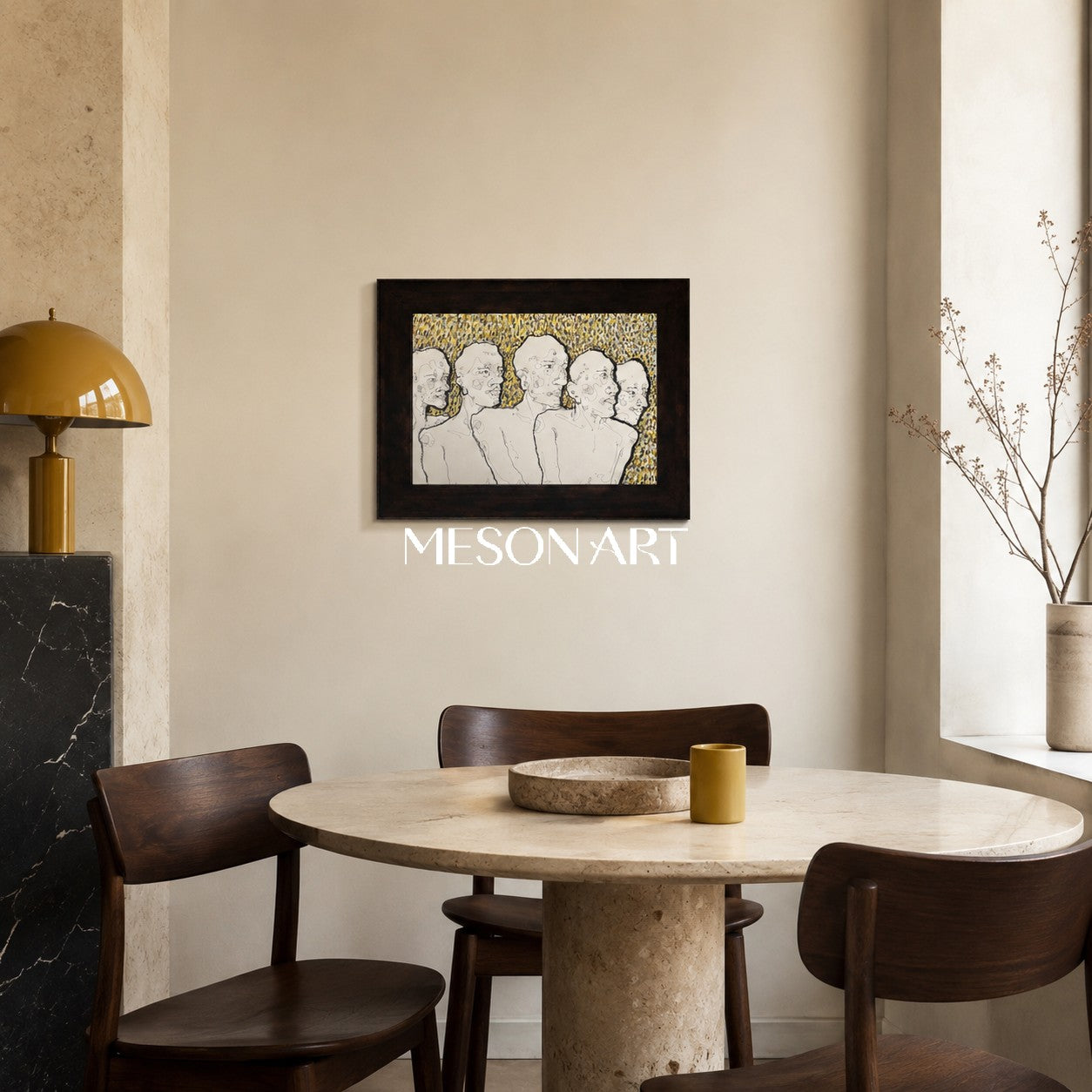 White And Gold Painting Original Contemporary Art Rectangular Wall Decor For Living Room By Mesonart