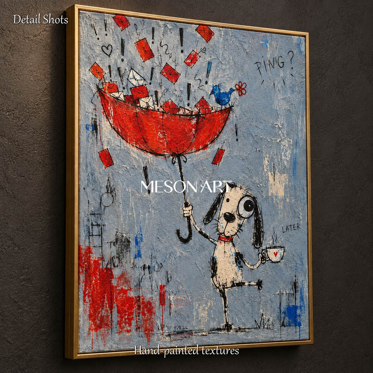 Red And Blue Graffiti Abstract Painting Rectangular Wall Art Original Artist Hand Painted By Mesonart