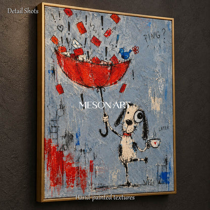 Red And Blue Graffiti Abstract Painting Rectangular Wall Art Original Artist Hand Painted By Mesonart