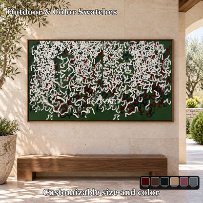 Green And White Abstract Art Impasto Palette Knife Forest Minimalist Contemporary Panoramic Wall Decor By Mesonart