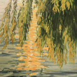 Lakeside Green Leaves Landscape Oil Painting Original Landscape Canvas Art Green Landscape Wall Art