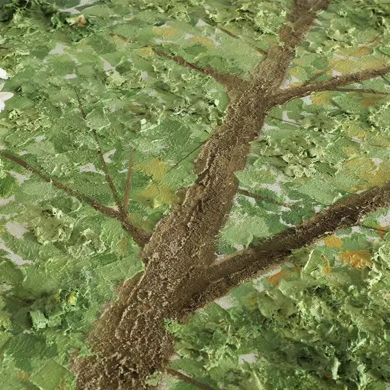 Big Green Textured Tree Painting Green Tree Textured Canvas Wall Art 3D ...