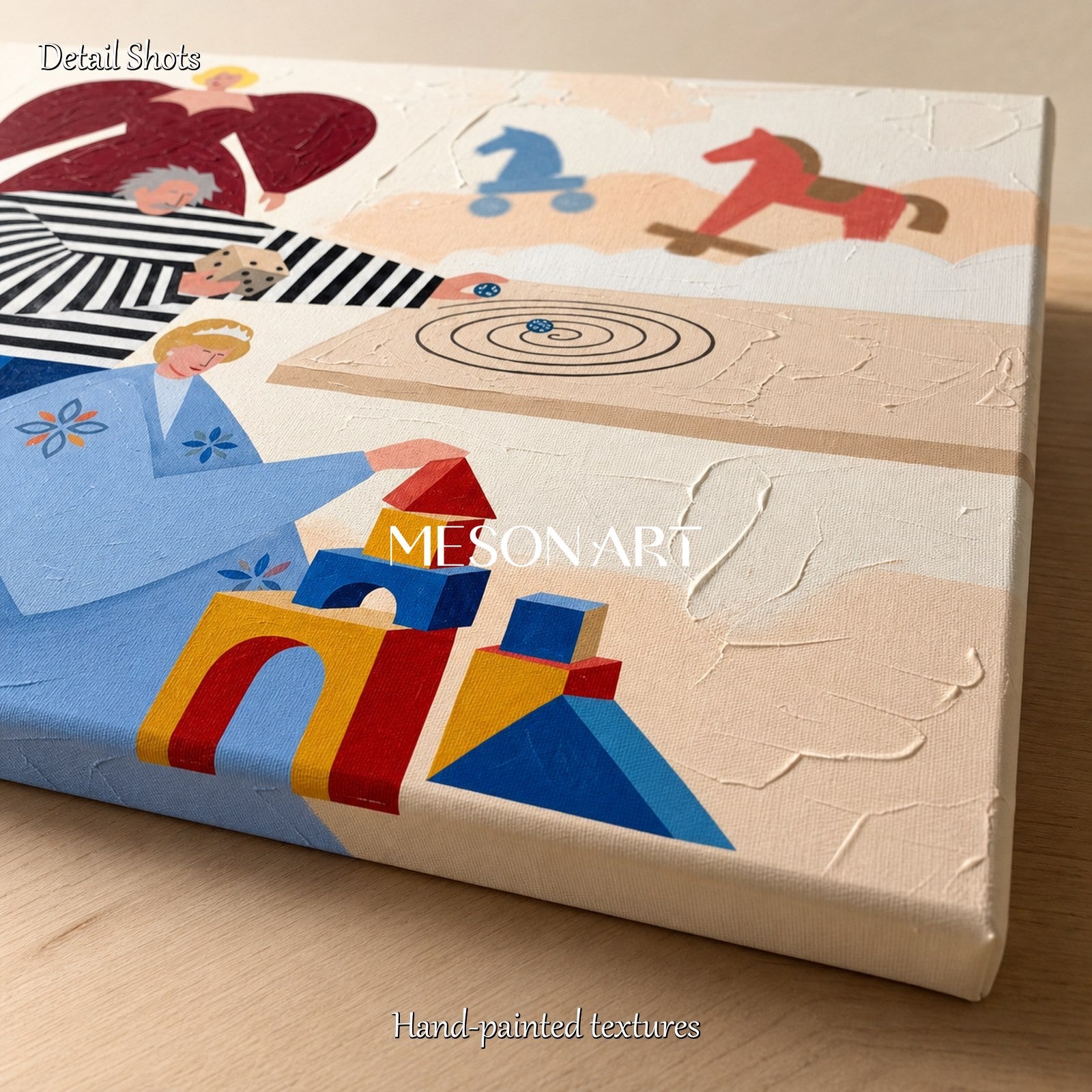 Abstract Art Deco Painting With Surreal Figures For Modern Living Room Decor