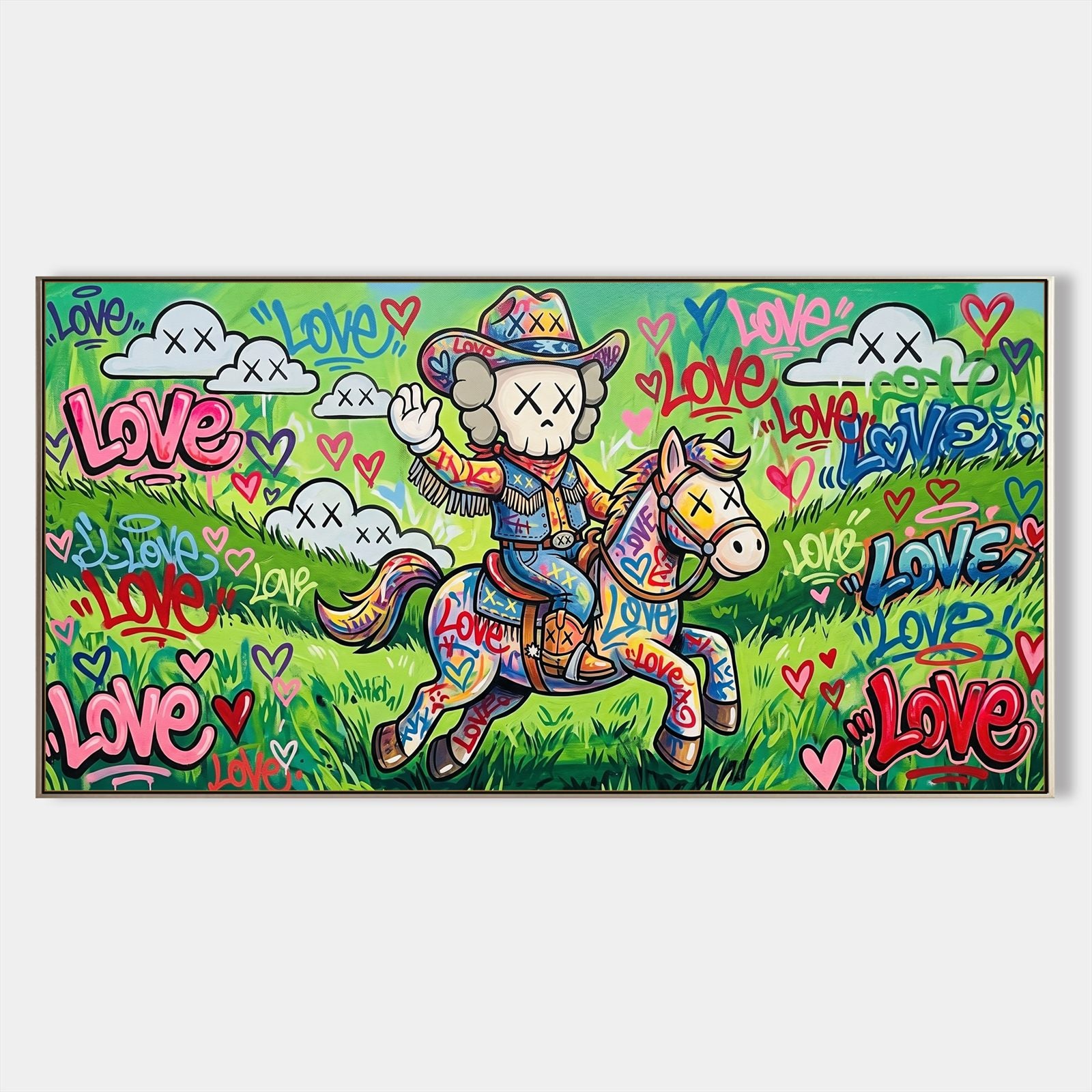 Vibrant Graffiti Art Painting With Love Theme For Modern Living Rooms And Kids Spaces