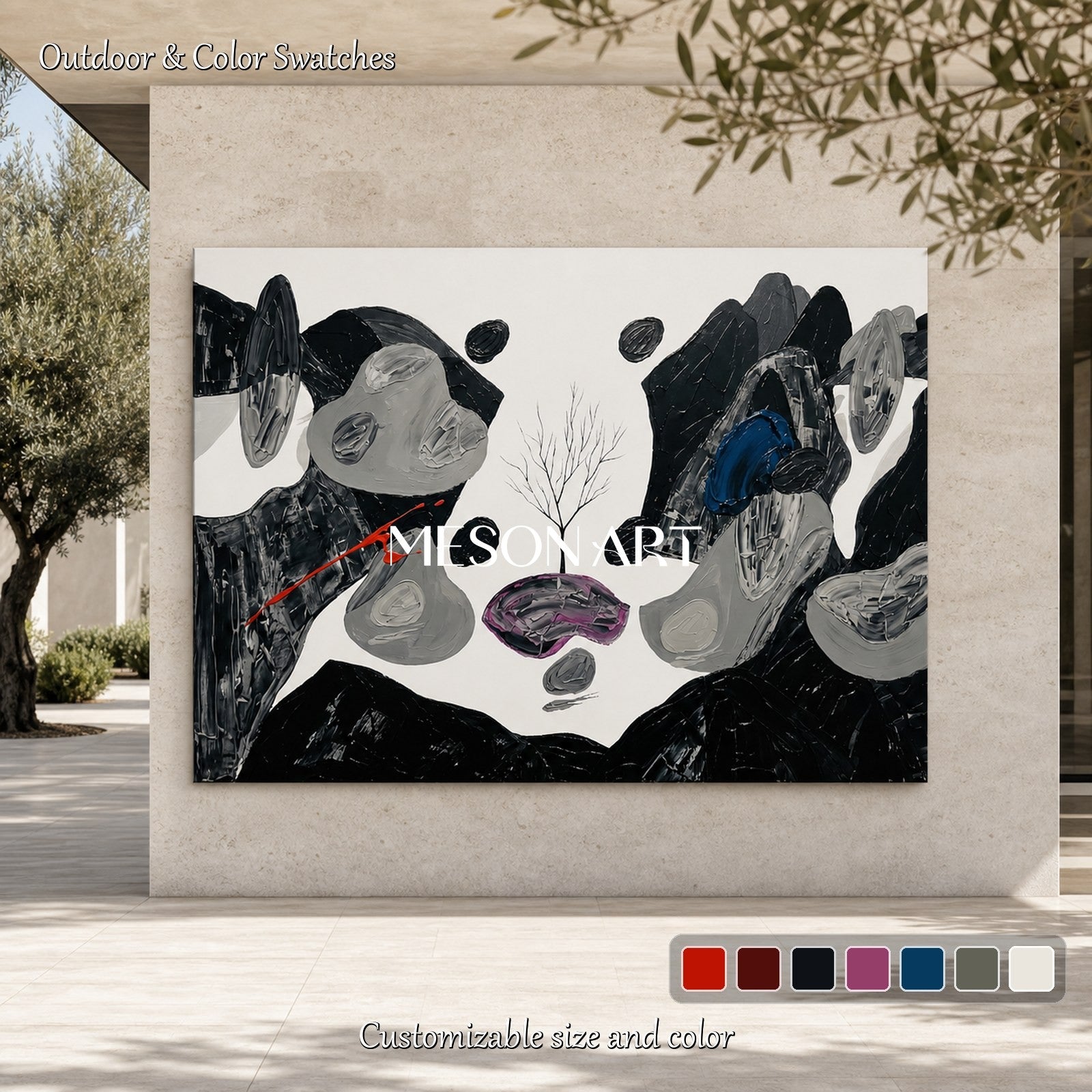 Large Abstract Wall Art With Palette Knife Texture For Modern Living Room Decor