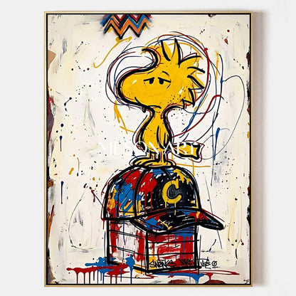 Graffiti Abstract Painting With Cartoon Character For Modern Living Room Entryway Kids Room