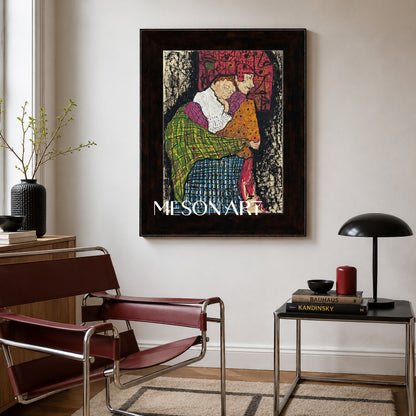 Green And Red Contemporary Painting Original Artist Hand Painted Rectangular Wall Art For Living Room By Mesonart