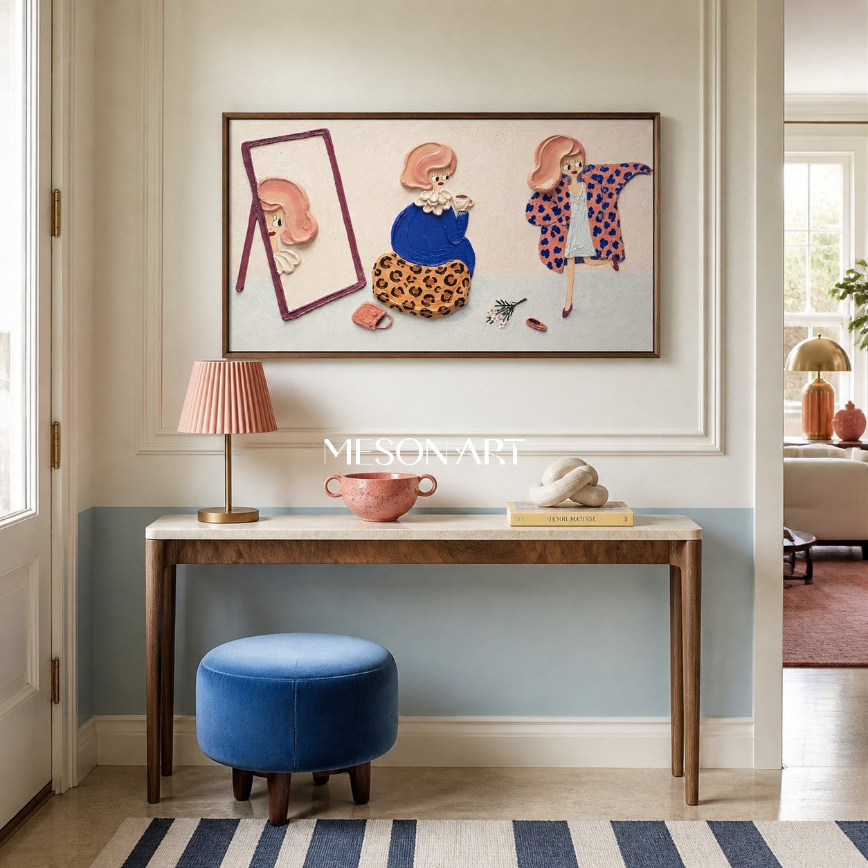 Quadro di moda in stile Pop Art con rilievo strutturato per l'arredamento di una camera da letto moderna