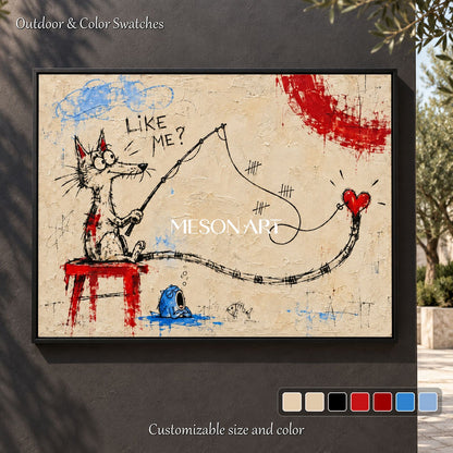 Beige And Red Abstract Graffiti Painting Original Artist Urban Wall Art Rectangular By Mesonart